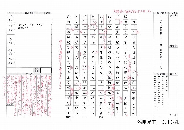 添削見本小学５年生